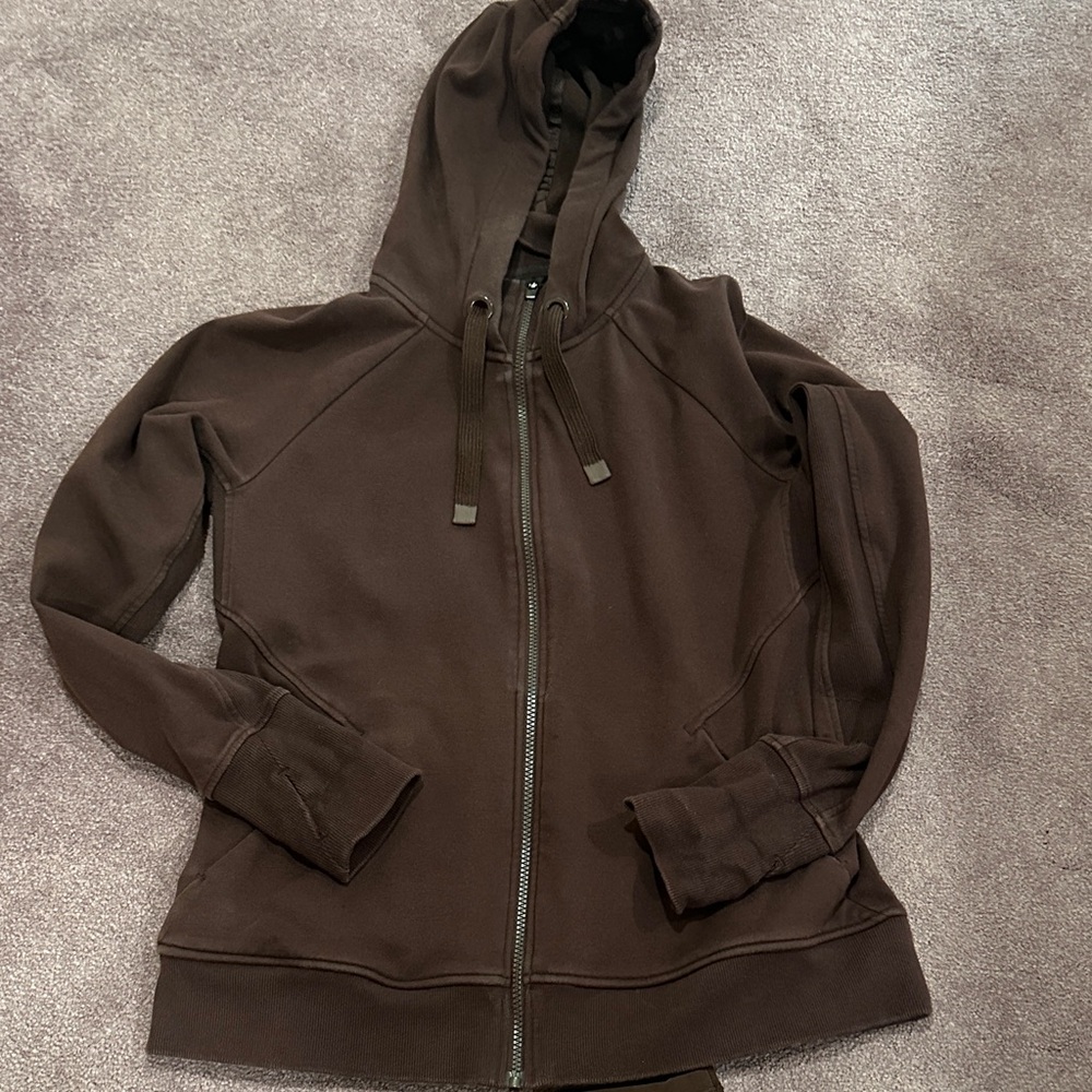 Athleta woman L jacket and 7/8 stash leggings brown set